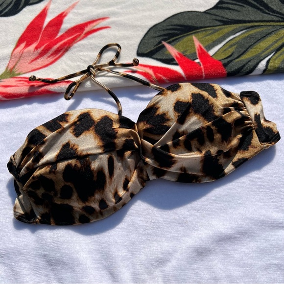 Haut De Bikini Victoria's Secret - Bandeau Sans Bretelles, Imprimé Léopard - Taille S (NEUF)